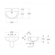 Ref.: 4079 Lavabo semi-pedestal Algarve B de Bathco