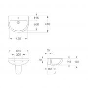 Ref.: 4078 Lavabo semi-pedestal Algarve A de Bathco