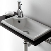 Encimera madera combinada con soporte y lavabo de resina Niza Set Niza | The Bath Collection Ref. 9902
