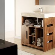 Mueble en madera de teca y lavabo Calabria | The Bath Collection Ref. 00346 - beige