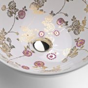 Lavabo Sicilia Ref.: 4069 Gold & Silver collection Swarovski Golden Pink Flowers