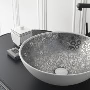 Ref.: 004SW Lavabo Sicilia Natural Swarovski Baroque Silver Flowers| Bathco