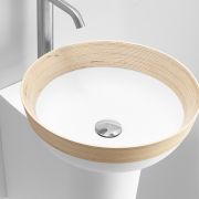 Lavabo Volterra sobre encimera de solid surface y madera Ref.: 6038 Bathco