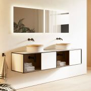 Lavabo sobre encimera Prato de solid surface y madera gris Ref.: 6051GR Bathco