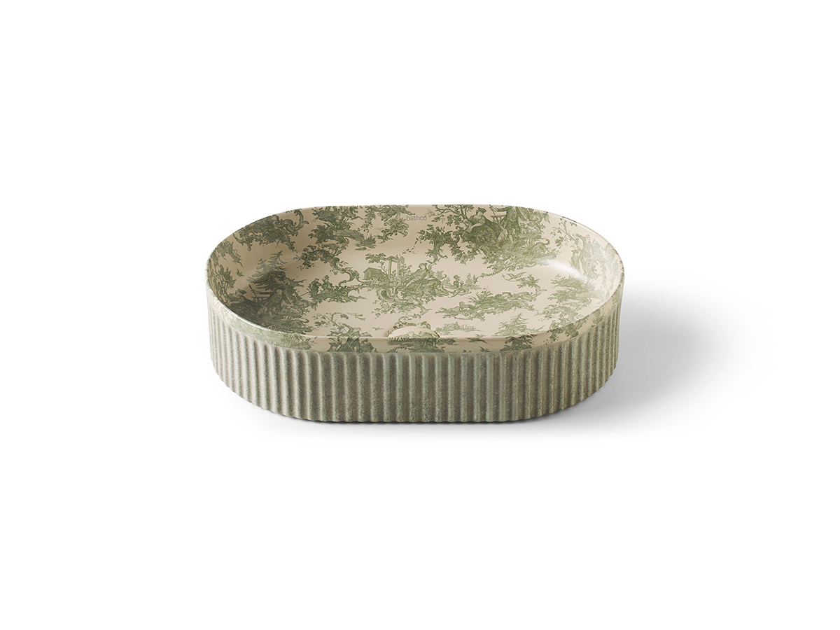 Wadi Oval Toile de jouy green.