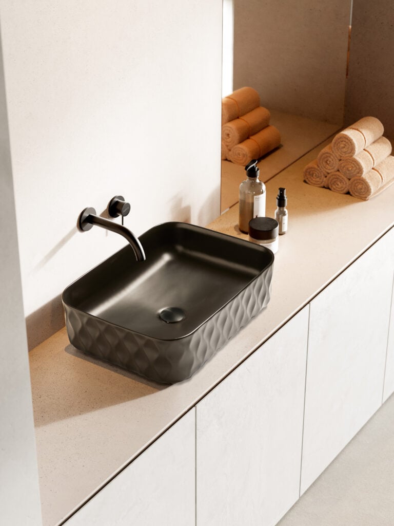 Bathco se inspira en la naturaleza para su colección Sand Waves de su nuevo catálogo Materia